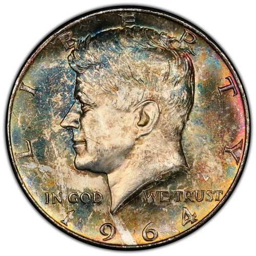 1964 Toned Kennedy Half Dollar PCGS MS 64 See Video Toning 35th Anniversary 50C