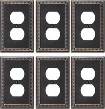 6-Pack Duplex Outlet Cover Plate, Aged Bronze Metal Wall Plates for Electrical O