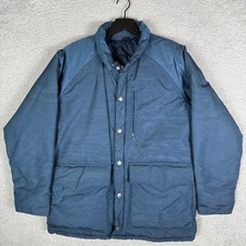 Vintage Woolrich Jacket Men's Medium 80's Workwear Navy Blue Quilted Lined