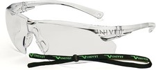 Safety Glasses Clear Work Specs Spectacles with Push Safe Neck Cord by UNIVET