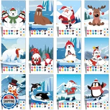 Ctosree 12 Pack Pre Drawn Canvas Kit for Painting Sip and Art Pai