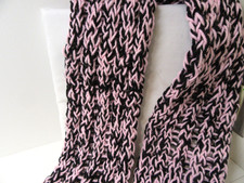 Ladies hand knitted scarf neck warmer Handmade by Nana Pink  Black bulky knit