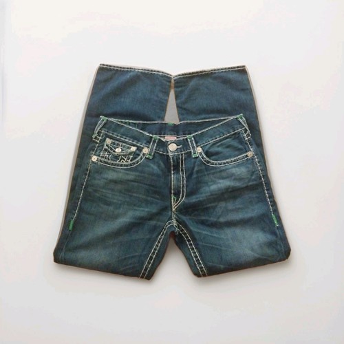 TRUE RELIGION JEANS RICKY SUPER T THICK STITCH BOOT MEN'S 37 X 34 Read!! - Picture 5 of 10