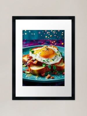 Spiegelei mit Speck auf Toast Rahmen gerahmt Wandbild Poster Leinwanddruck Bild
