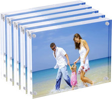Clear 5X7 Acrylic Magnetic Photo Frames - 5 Pack, 10MM Thick for Desk Display