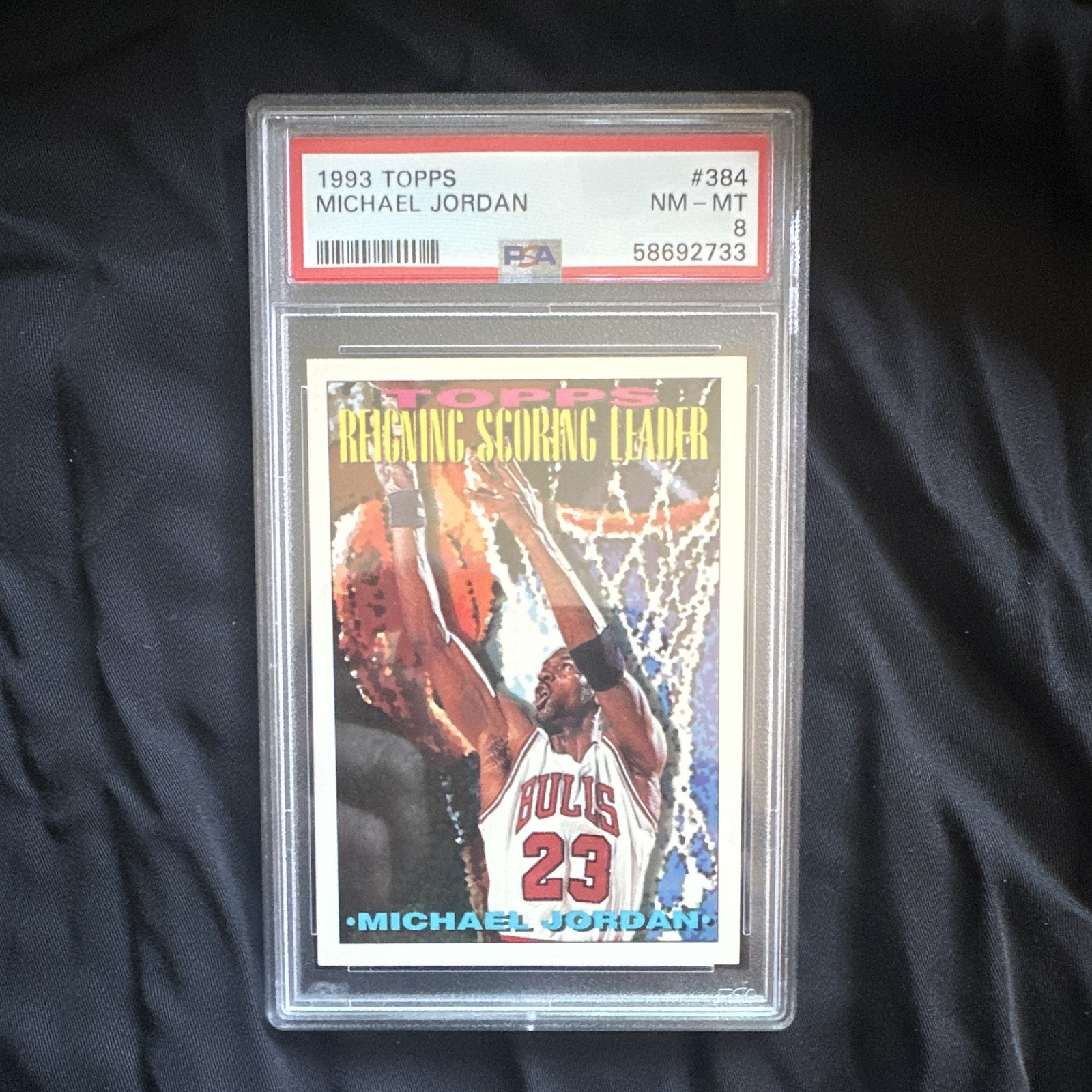 Topps 1993 Michael Jordan Bulls #384 Reigning Scoring Leader PSA 8 Graded