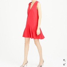 J Crew red floncy flounce dress sleeveless v neck
