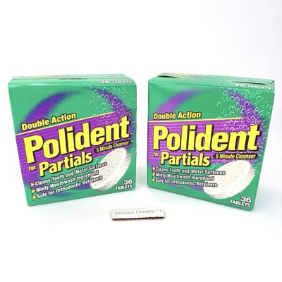2x VINTAGE Polident for Partials 5 Minute Cleanser Box 36 Tablets 2000s 90s Prop