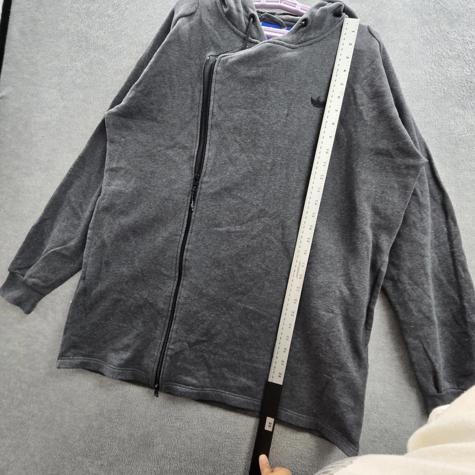 Adidas Men Jacket L Gray Fleece Activewear Zipper Logo Long Sleeve READ - product detail image 12
