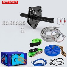 Zip Line Kit Outdoor Kids Adults 200 Ft 500 Lb Capacity Backyard