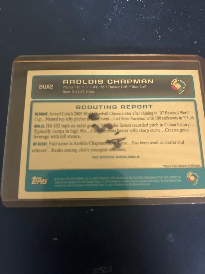 2009 Bowman - World Baseball Classic Aroldis Chapman #BW12 Trading Card Topps - Image 3 of 3