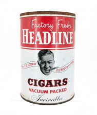 Vintage "Headline" Brand P. Lorillard Co. Paper Label Invincibles Cigar Tin Can