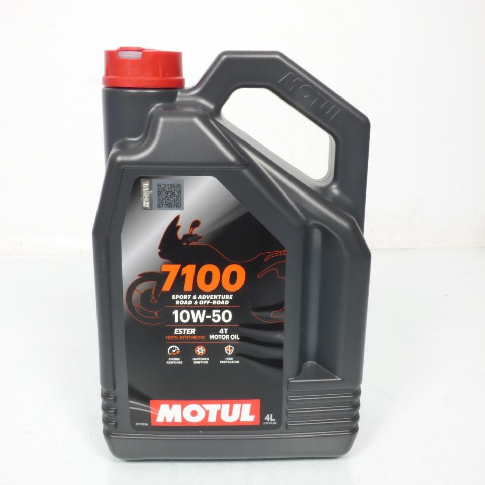 Huile 10W-50 Motul 7100 4L Protège la Boîte de Vitesses des Motos 4T