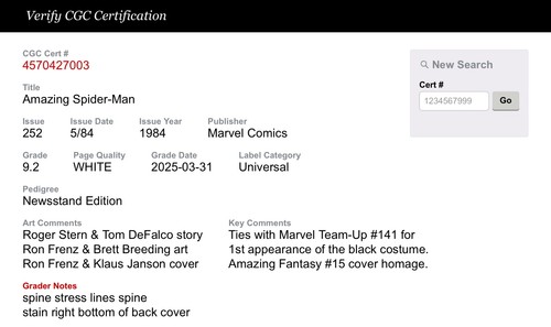 Amazing Spider-Man #252 & #210 CGC 9.2 & CGC 9.4, Marvel Comics - Imagen 3 de 9
