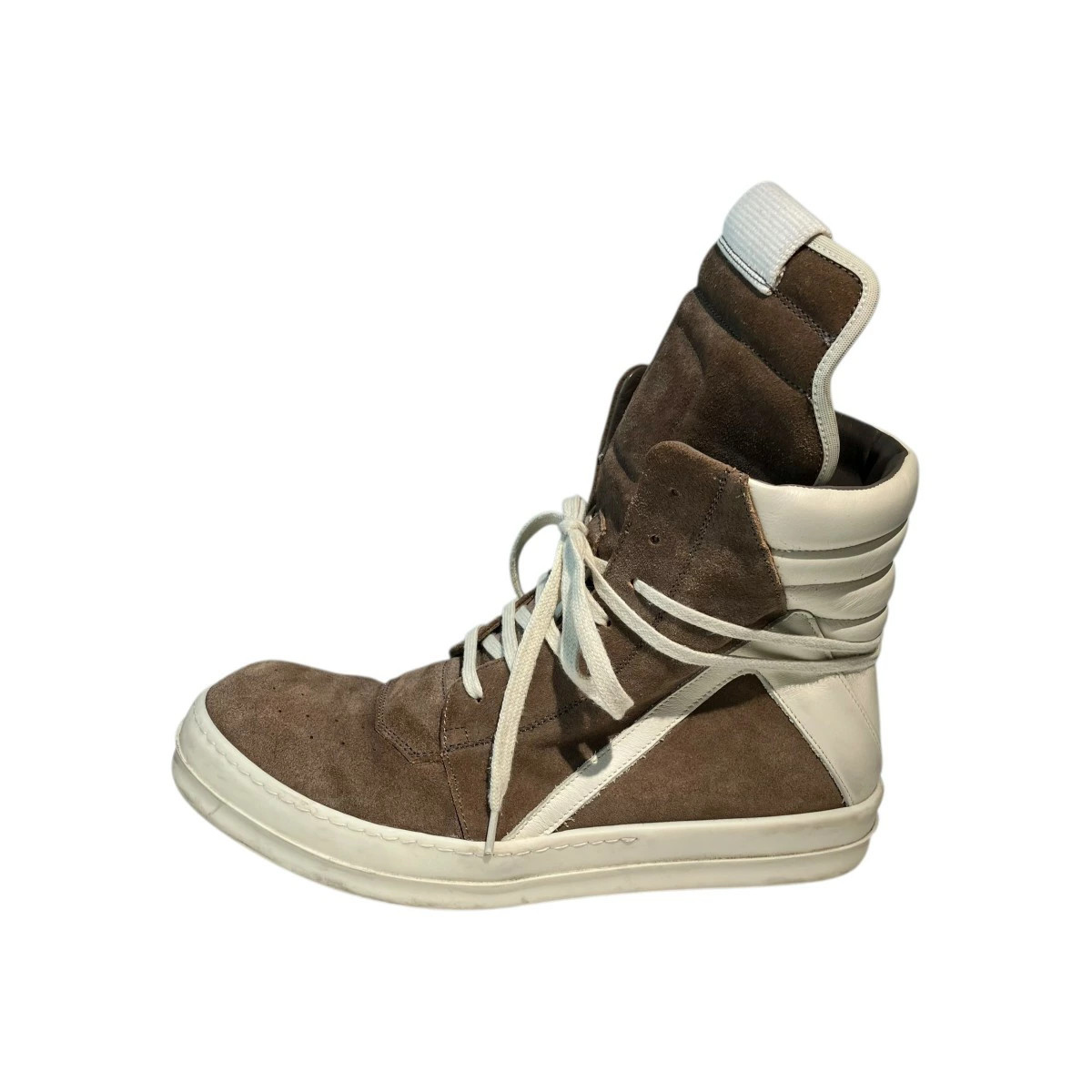 Used Rick Owens Geobasket High Cut Sneakers Ru02B2894 Brown Size