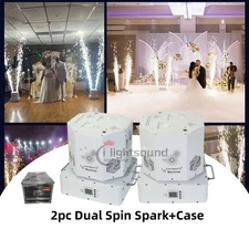2pack+case dual spin cold spark machine 1300W white dmx remote 360 sparkler DJ
