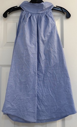 J. Rundhalsausschnitt hochgeschlossen hinten offen zum Binden Größe 6 Baumwolle Neckholder periwinkle blau Bluse