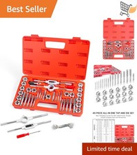 40-Piece SAE Tap  Die Set Alloy Steel Threading Kit for Metal Repair