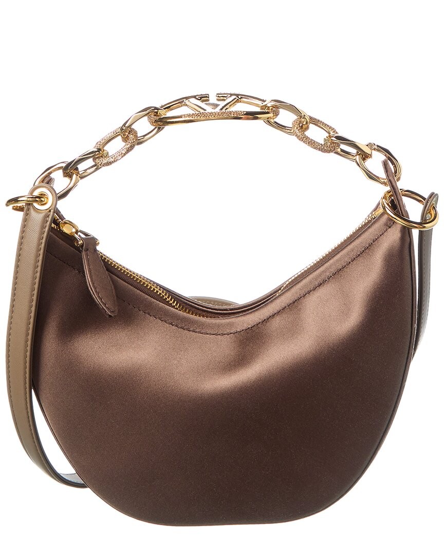 Valentino Vlogo Mini Satin Hobo Bag Women's Brown