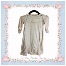 Vintage Wilson Baby Gown   Pink Floral Yoke with Lace Trim   Long Sleeve Infant