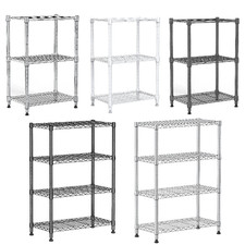 3/4 Tier Wire Shelving Unit Commercial Garage Kitchen Storage Black White Chrome