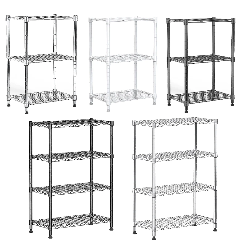 MZG 3/4 Tier Wire Shelving Unit Commercial Garage Kitchen Storage Black White Chrome