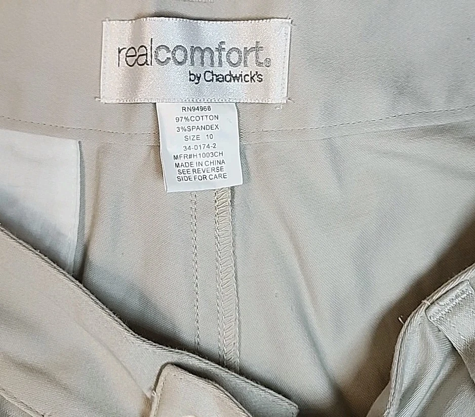 Bermudas Chinas Chadwicks Pantalones Cortos Frente Plano Cintura Alta Caqui Bolsillos Laterales Talla 10 Foto 4 de 4