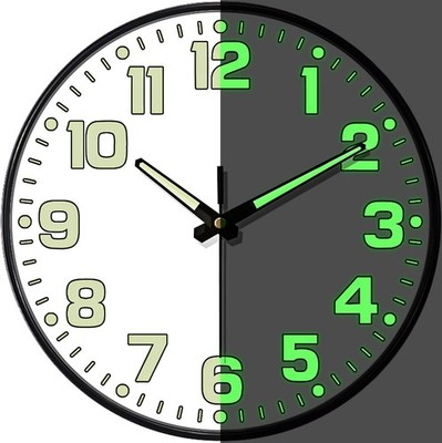 Glow in The Dark Wall Clock Non Ticking, 10 inch Silent Wall Clocks Battery Oper