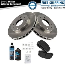 Front Brake Rotor & Semi Metallic Brake Pad Kit w/Fluids for Mitsubishi