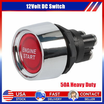 #ad 12V Universal Car Red Illuminated Engine Start Switch Push Button Race Starter $7.85