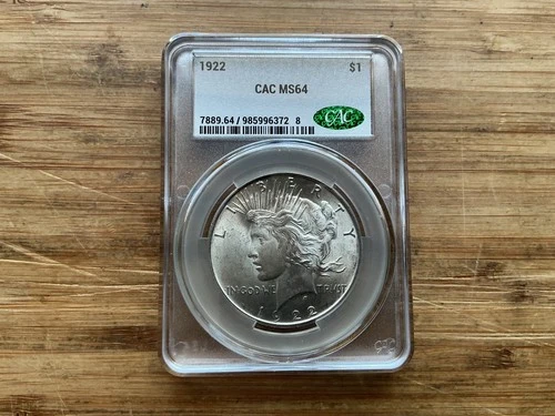 1922 Peace Dollar CAC MS 64