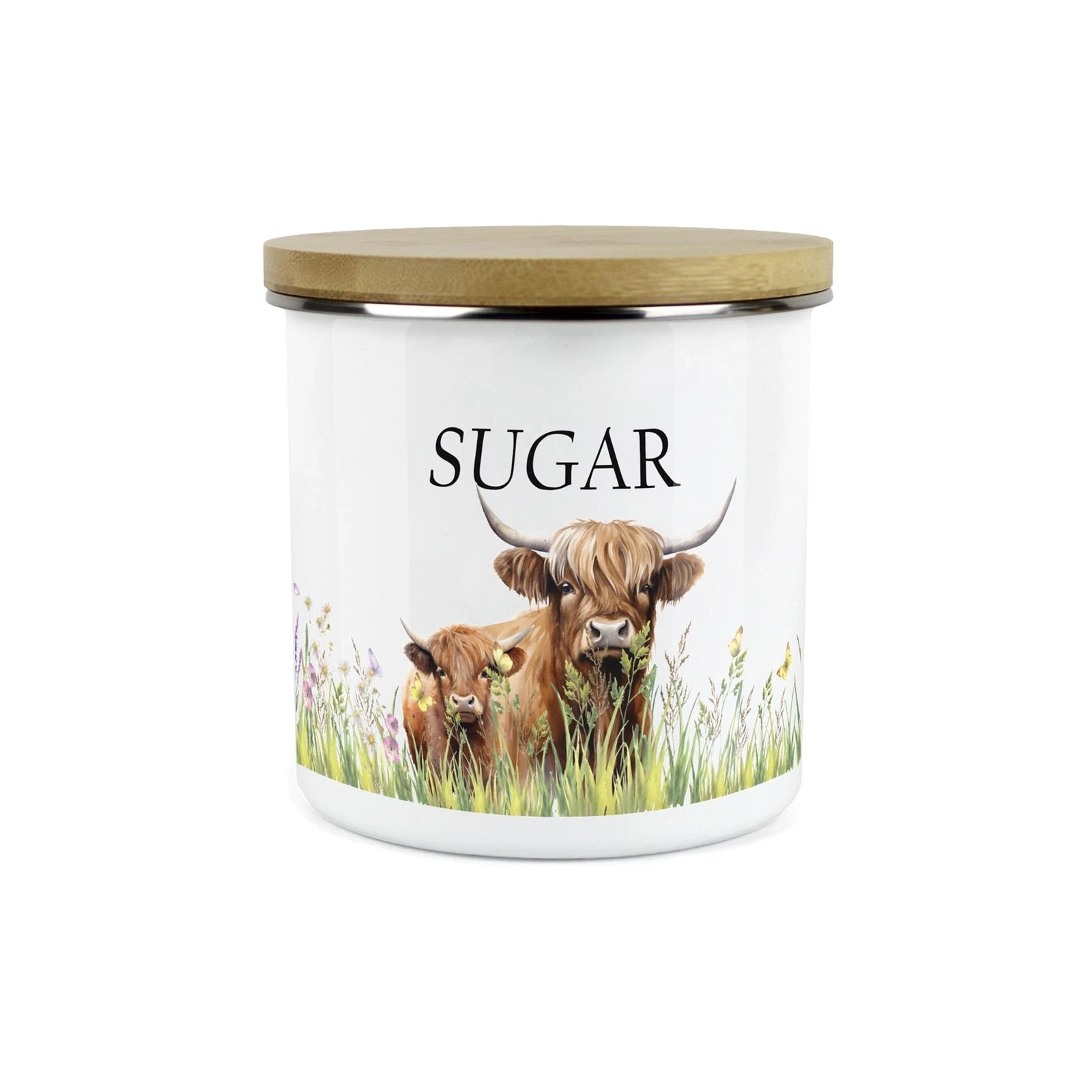 Highland Cow & Calf Kitchen Sugar Storage Canister