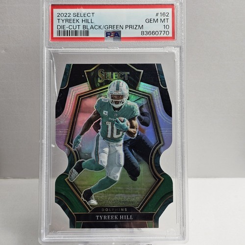 Tyreek Hill 2022 Panini Select Premier #162 Die-Cut Black/Green Prizm PSA 10