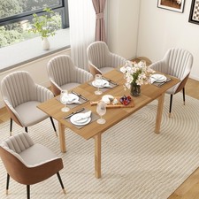 Large Extendable Dining Table Kitchen Desk Wooden Dining Room Space Saving Black