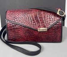 Vintage Roche Leather Burgundy Embossed Envelope Crossbody Bag USA Made Maroon