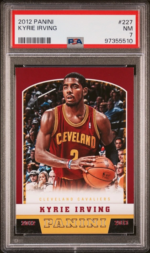 Lote de 10 tarjetas Kyrie Irving 2012 Panini #227 tarjetas de novato PSA 7 casi nuevo, insertos, prizm Foto 2 de 4