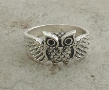 UNIQUE .925 STERLING SILVER DETAILED OWL RING size 8 style r1815