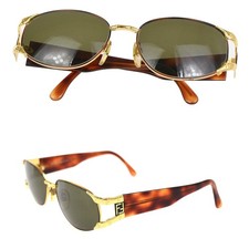 FENDI FF Logos Sunglasses Eye Wear Plastic Metal Brown Italy MOD7017 07CA893