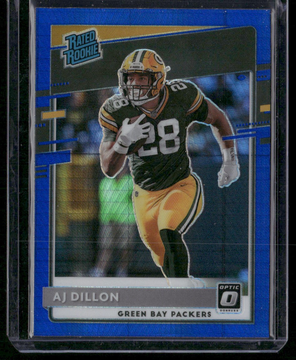 2020 Donruss Optic #174 AJ Dillon blue hyper