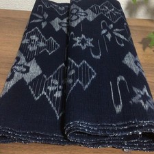 Indigo Ikat Vintage Handwoven Fabric for Handmade Use 35x313cm Soft Cotton