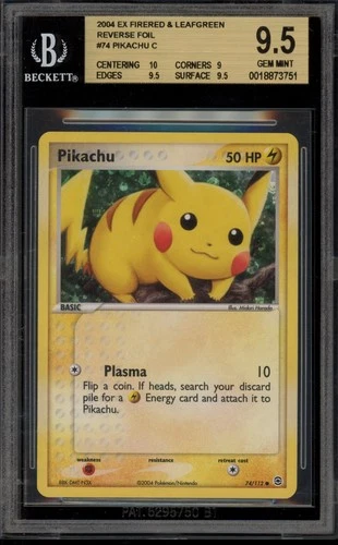 Pokemon Pikachu EX Fire Red & Leaf Green Reverse Holo #74 BGS 9.5