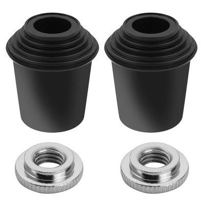 2 Packs Bass Drum Threaded Rubber Feet, Floor Tom Leg Tips Black 