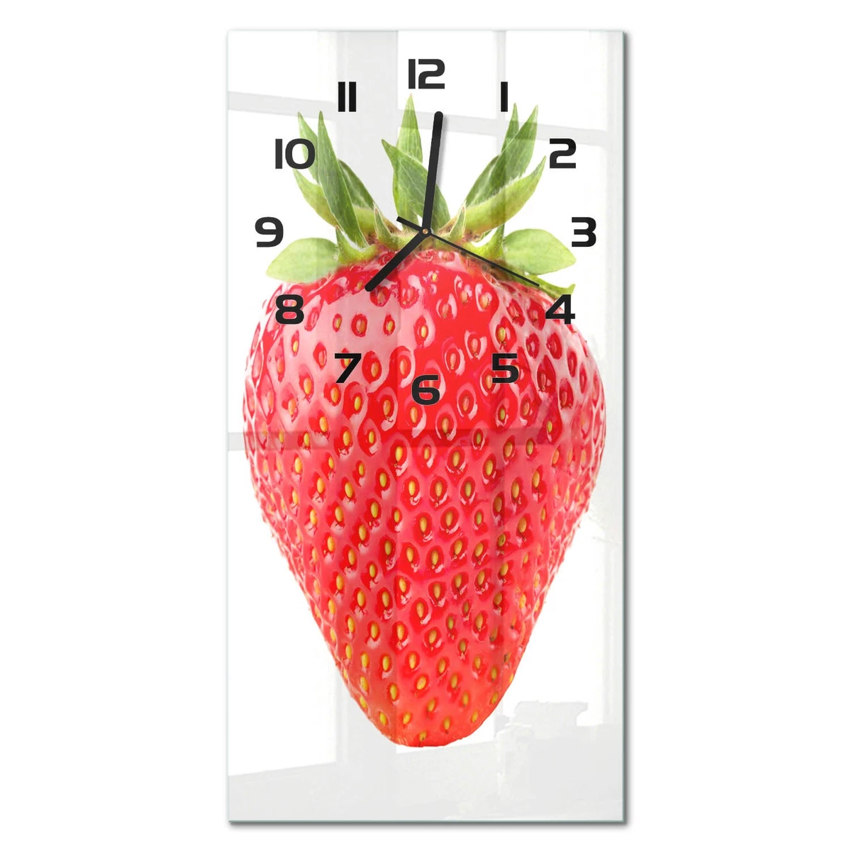Reloj de Pared Rectangular Vertical Cristal Templado Silencioso Fresa 30x60 cm