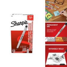 Sharpie 37001 Ultra Fine Point Permanent Markers Black 12 Count Fade Resistant