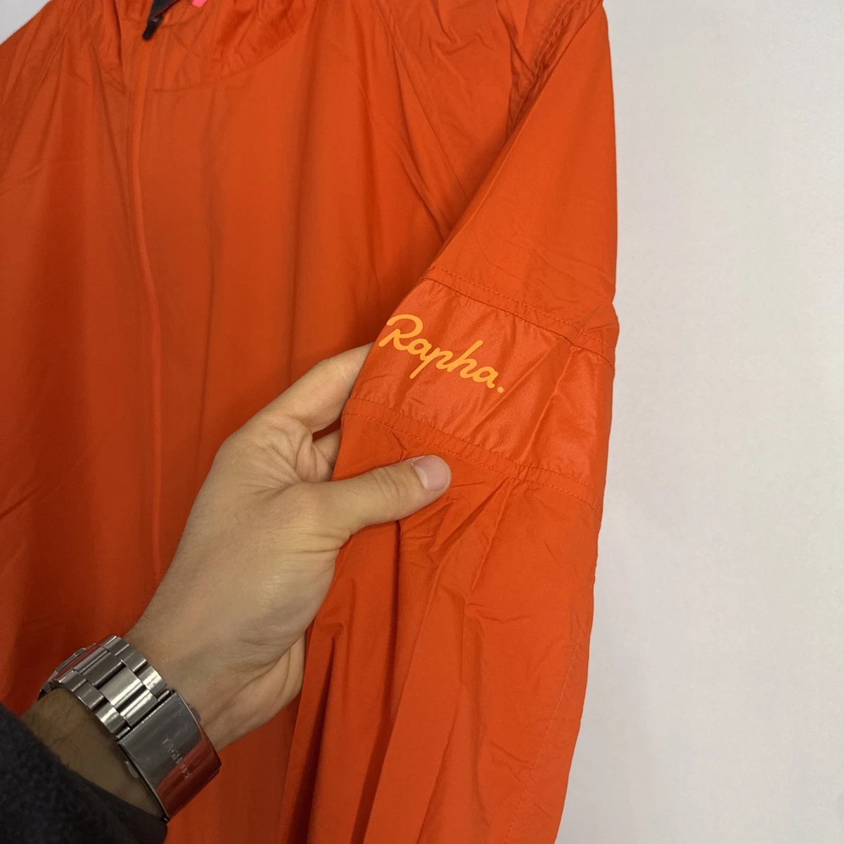 Rapha Hooded wind jacket Cycling Size Large orange