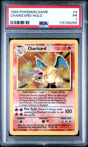 PSA 1 Charizard Holo Base Set Unlimited 4/102 Pokémon 1999