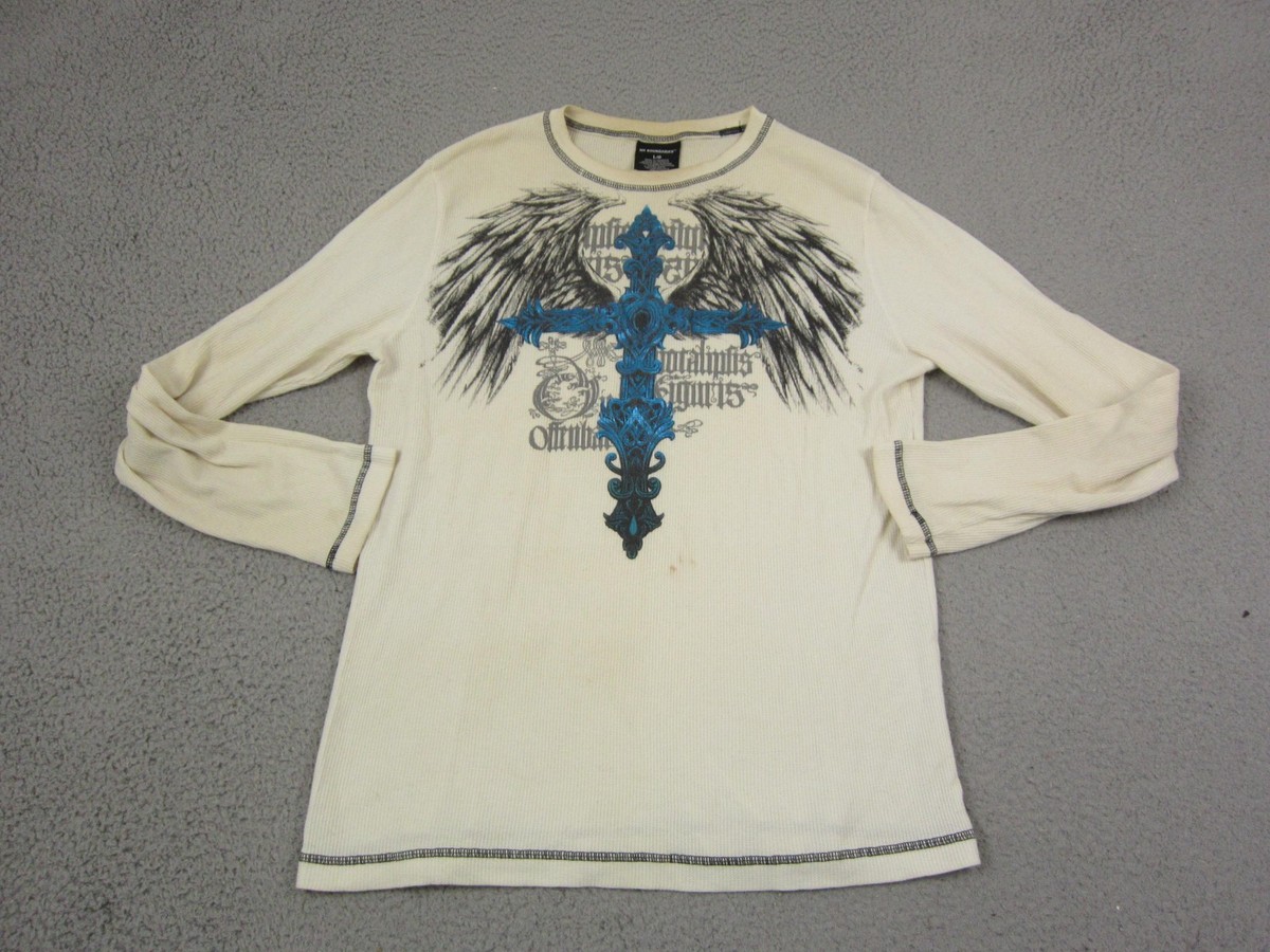 Vintage No Boundaries Shirt Large White Wing Cross Grunge Emo