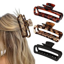 Hair Claw Clips Plastic 5.1 Inch Large Unbreakable Black Dark Brown Light Brown