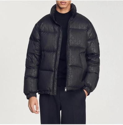 NWT Sandro Men s H22 Cross Pattern Puffer Black Jacket Size Small