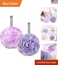 Gorgeous 2-Piece Rose Caress Loofah Set in Purple Grey for Skin Rejuvenation